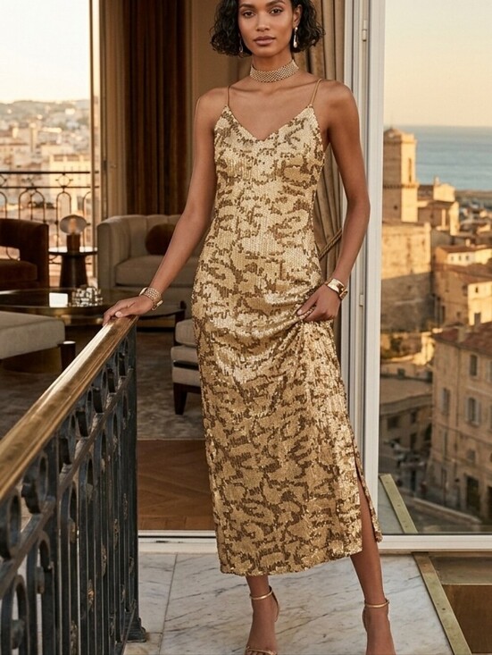 Anthropologie Dresses & Skirts - Anthropologie Sequined Slip Midi Dress